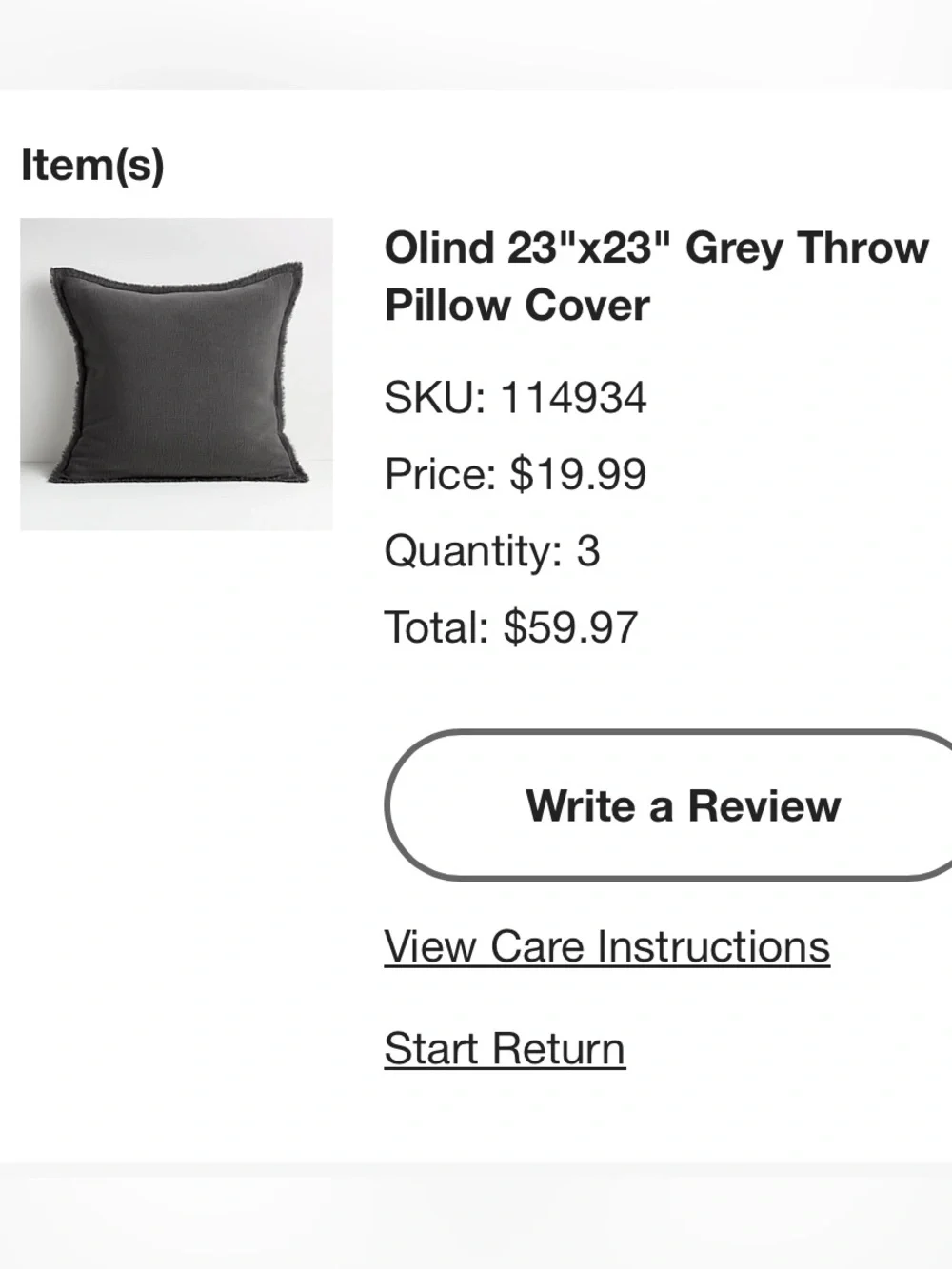 Crate & Barrel - Grey Throw Pillow Covers - set of 3